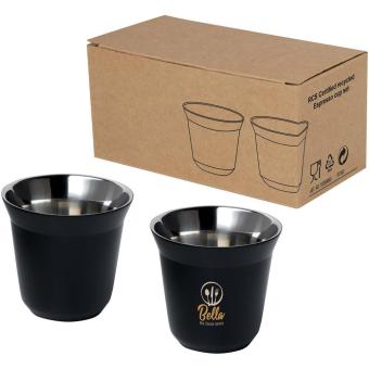 Duo 80 ml RCS certified stainless steel espresso cup set Black