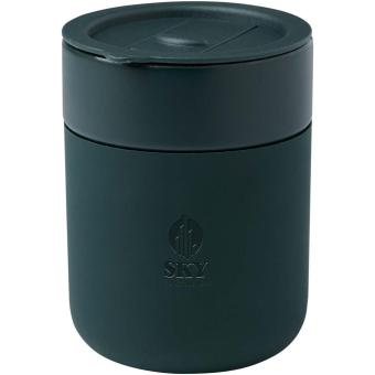 Java 330 ml ceramic tumbler with silicone wrap and plastic lid Green