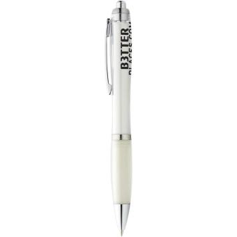 Nash ballpoint pen with coloured barrel and grip, white White,transparent