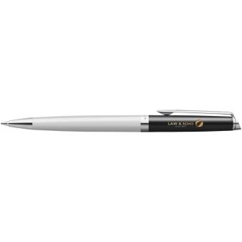 Hemisphere colour blocking ballpoint pen with palladium trim White/black