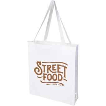 Madras 140 g/m² GRS recycled cotton gusset tote bag White