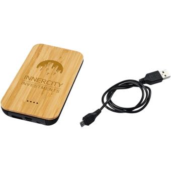 Future 6.000 mAh kabellose Powerbank mit Ladefunktion aus Bambus/Stoff, natur Natur,schwarz