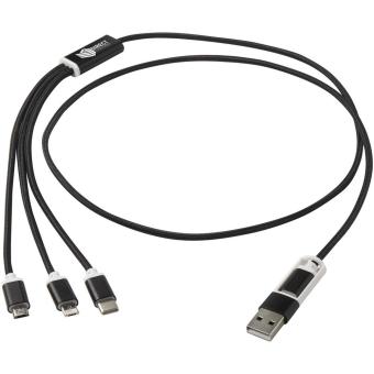 Versatile 5-1 recycled aluminium charging cable Black