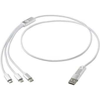 Versatile 5-1 recycled aluminium charging cable Silver