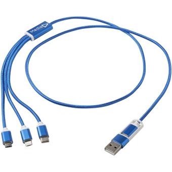 Versatile 5-1 recycled aluminium charging cable Dark blue