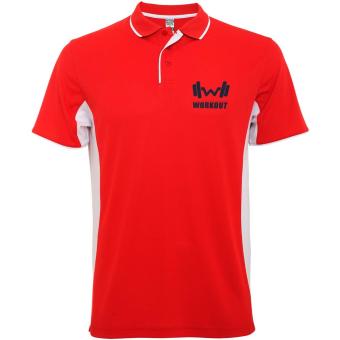 Montmelo short sleeve unisex sports polo, red/white Red/white | L