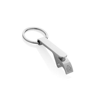 XD Collection RCS recycled zinc alloy bottle opener keychain Silver