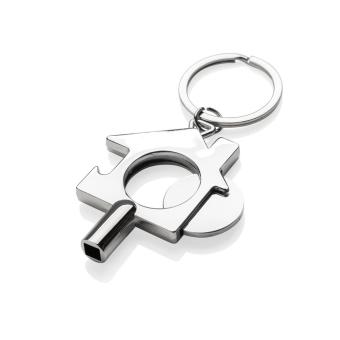 XD Collection RCS recycled zinc alloy 3 in 1 keychain Silver