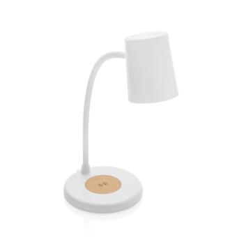 XD Collection Zenara RCS recycled plastic and cork 15W wireless desk lamp White