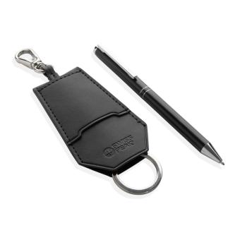 Swiss Peak SP Tula RCS certified recycled PU key holder and pen set Black