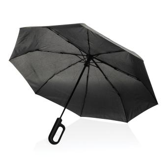 XD Collection Yara 21" AWARE™ RPET solid colour umbrella with carabiner Black