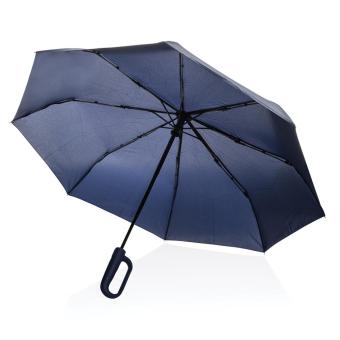 XD Collection Yara 21" AWARE™ RPET solid colour umbrella with carabiner Navy