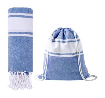 Carey beach towel and drawstring bag Dark blue