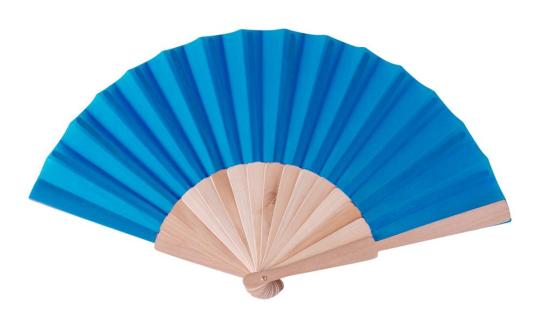 Folklore hand fan Aztec blue