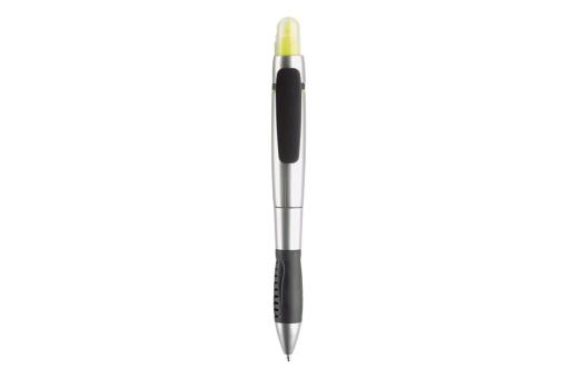 Highlighter- and ball pen, silver Silver,yellow