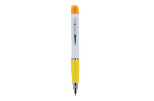 Ball pen Hawaii with tri-colour highlighter White/yellow