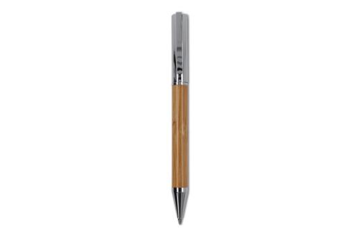 Metal ball pen and rollerball set bamboo in gift box Timber