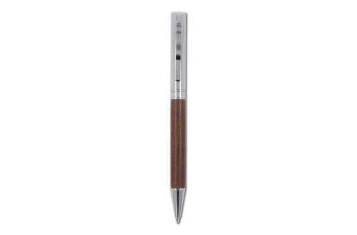 Metal ball pen and rollerball set walnut wood in gift box Timber