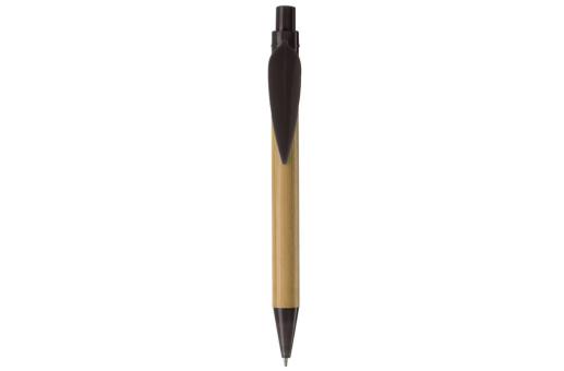 Bamboo pen with plastic leafclip Black