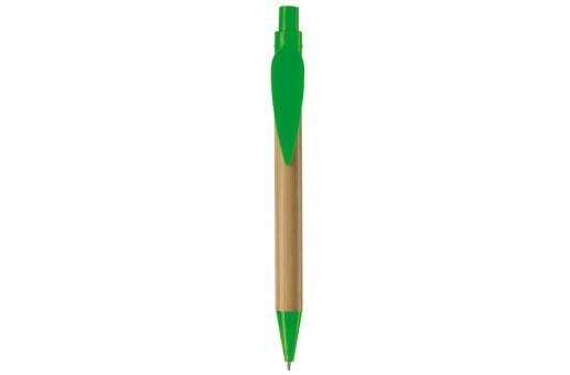 Bamboo pen with plastic leafclip Light green