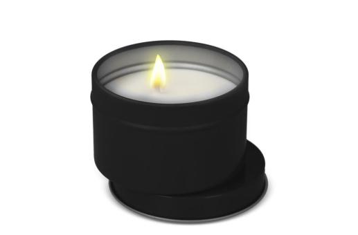 Scented candle recycled tin big Schwarz