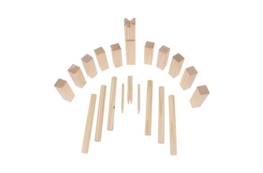 Wooden Kubb game in pouch Timber