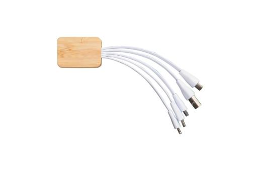 Charging cable bamboo with R-PET White