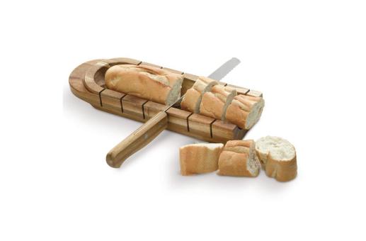 Baguette holder with knife Timber