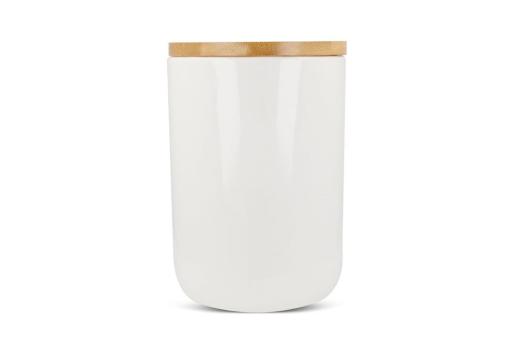 Canister Ceramic & Bamboo 900ml White