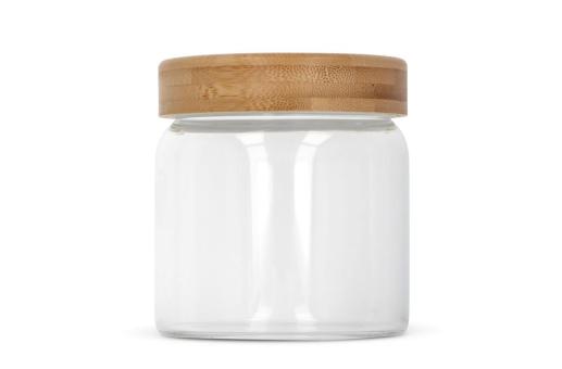 Canister glass & bamboo 600ml Transparent