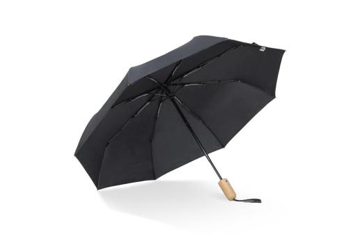 Foldable umbrella 21” R-PET auto open Black