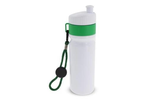 Sports bottle with edge and cord 750ml White/green