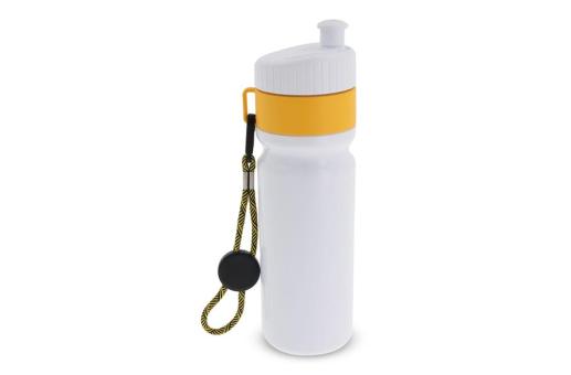 Sports bottle with edge and cord 750ml White/yellow