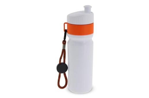 Sportflasche mit Rand und Kordel 750ml Orange/weiß