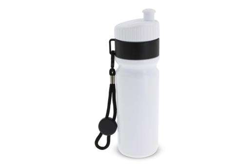 Sports bottle with edge and cord 750ml White/black