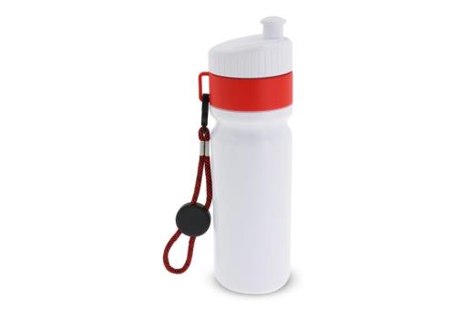 Sportflasche mit Rand und Kordel 750ml Weiß/rot