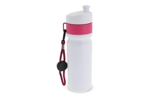 Sports bottle with edge and cord 750ml Pink/white