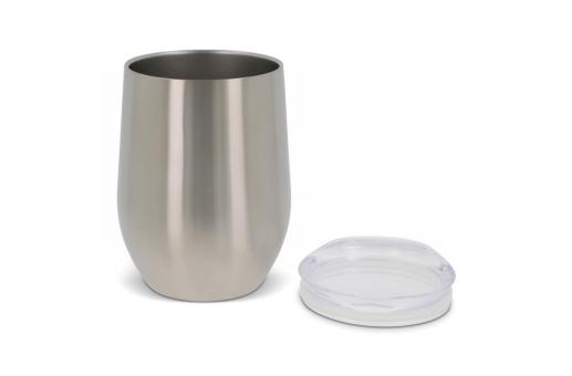 Double walled mug with lid 300ml Silver