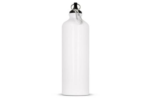 Water bottle aluminum with carabiner 750ml White