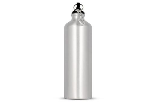 Water bottle aluminum with carabiner 750ml Silver