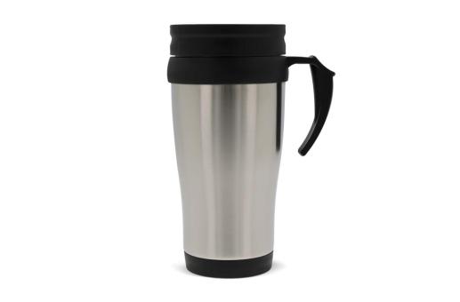 Double walled coffee mug metal 350ml Silver