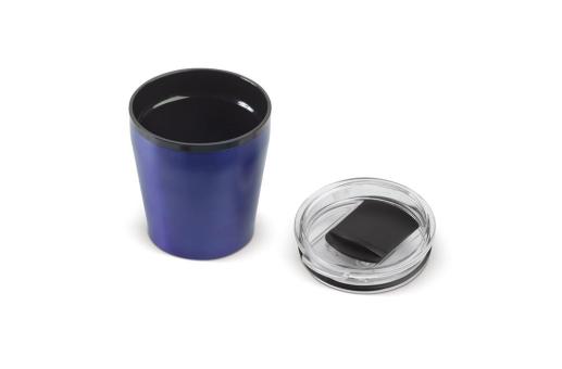 Double walled coffee mug metallic 180ml Dark blue