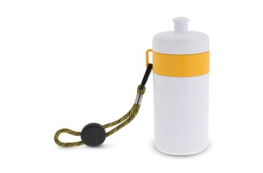 Sports bottle with edge and cord 500ml White/yellow