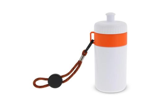 Sports bottle with edge and cord 500ml Orange/white