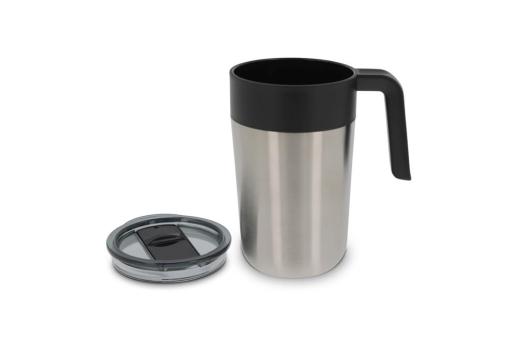 Double walled coffee mug 400ml Silver