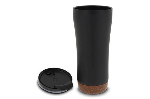 Double walled tumbler cork base 480ml Black