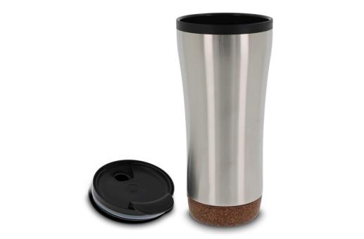 Doppelwandiger Becher mit einem Korkboden 480ml Silber