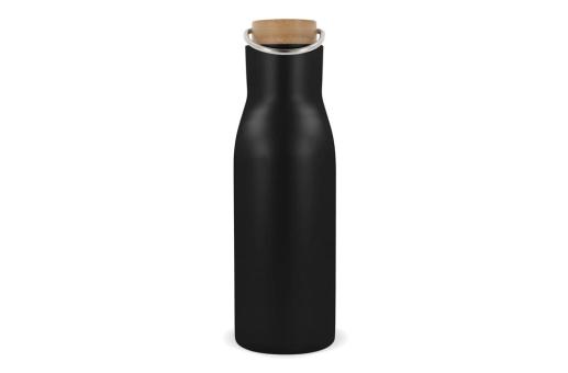 Isolier-Flasche mit Bambusdeckel, 500ml Schwarz