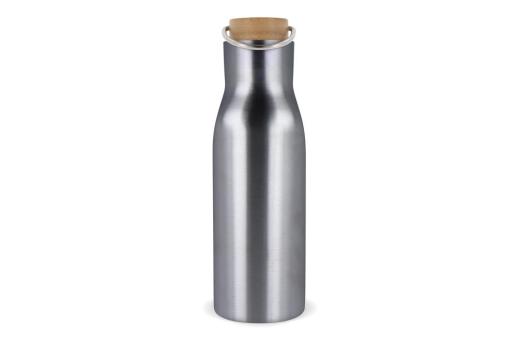 Isolier-Flasche mit Bambusdeckel, 500ml Silber