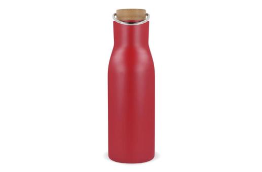 Isolier-Flasche mit Bambusdeckel, 500ml Dunkelrot